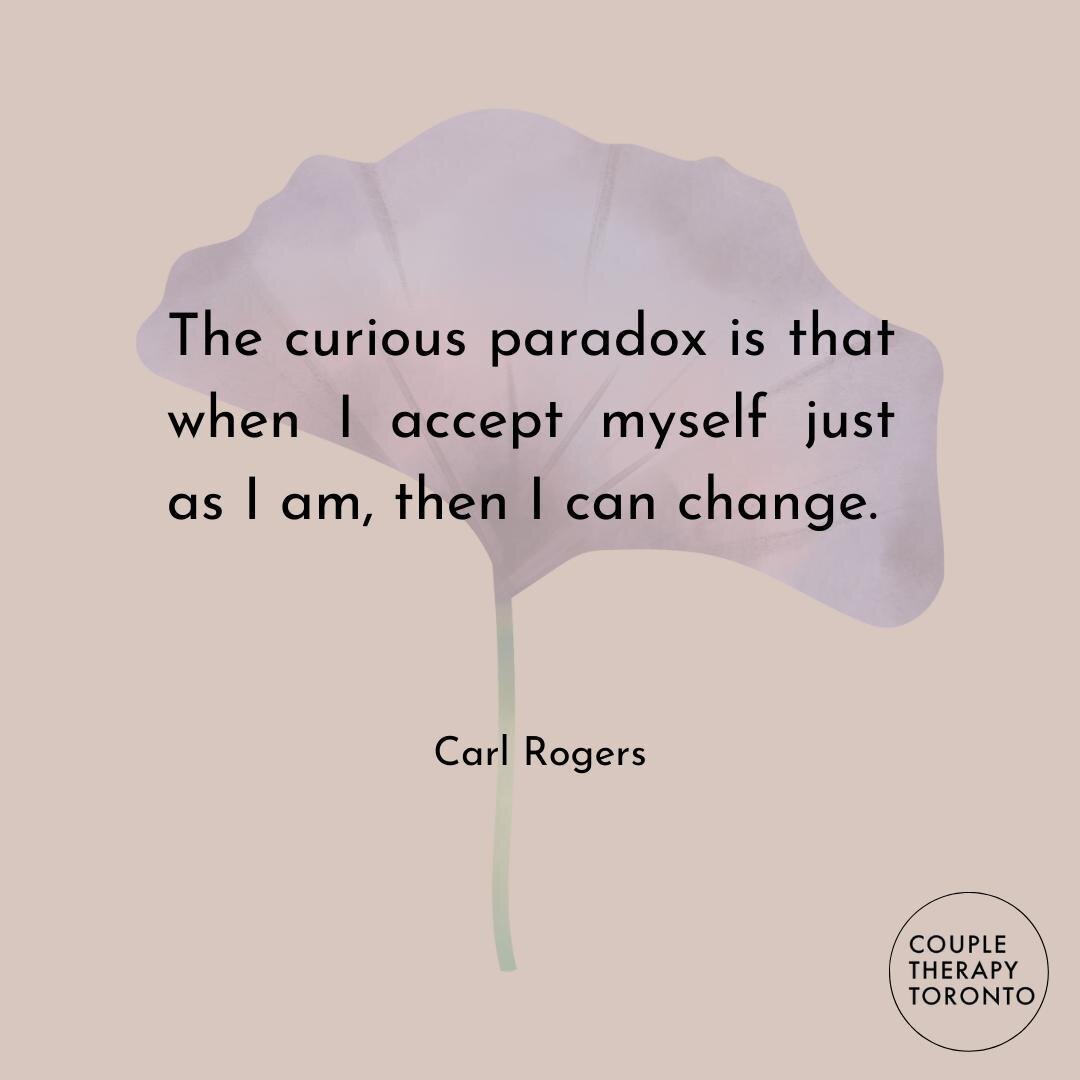 Have you ever had that experience where you are trying really hard to make a change, feeling frustrated, and then you let go and come to a place of acceptance and all of a sudden the path forward becomes clear? ⠀
⠀
This experience that Rogers is desc