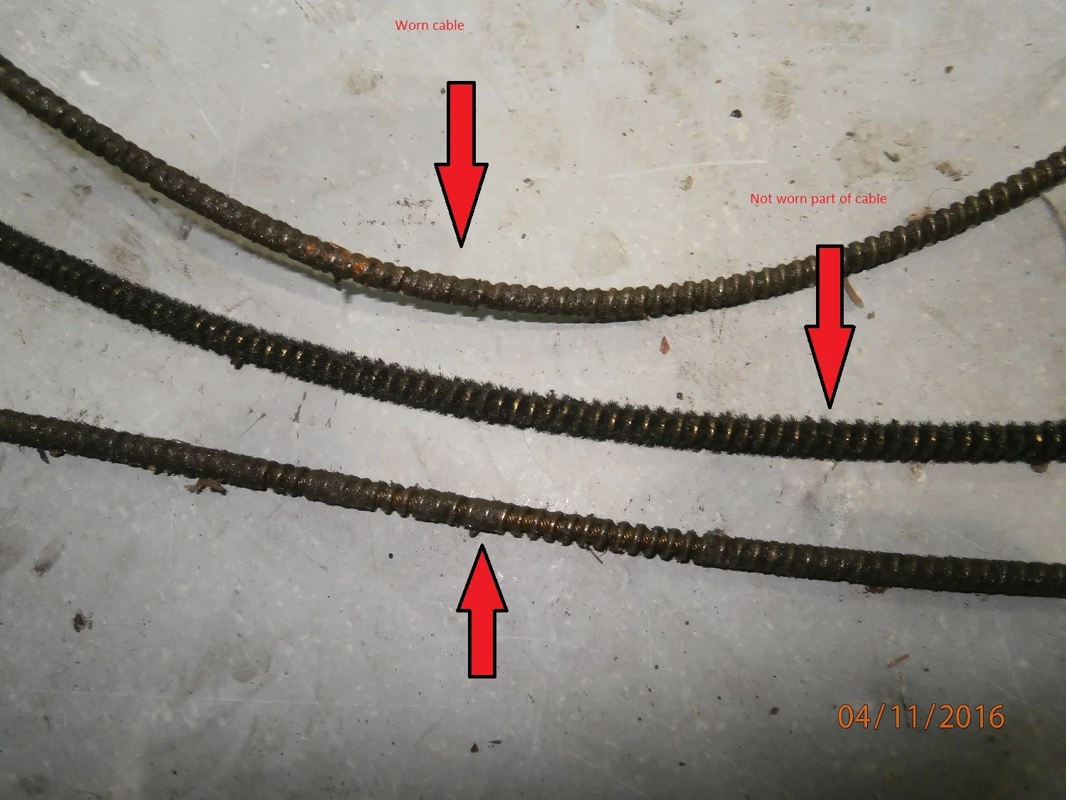 Targa roof cables showing signs of wear