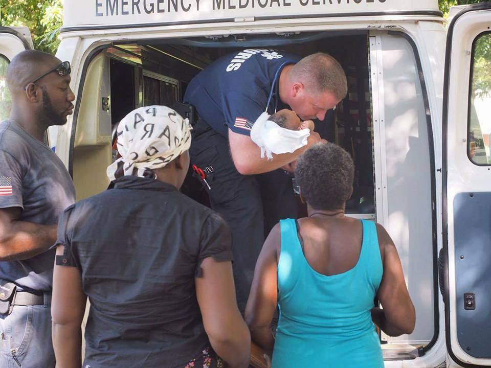Getting loaded into the ambulance for the 2 hours trip back.