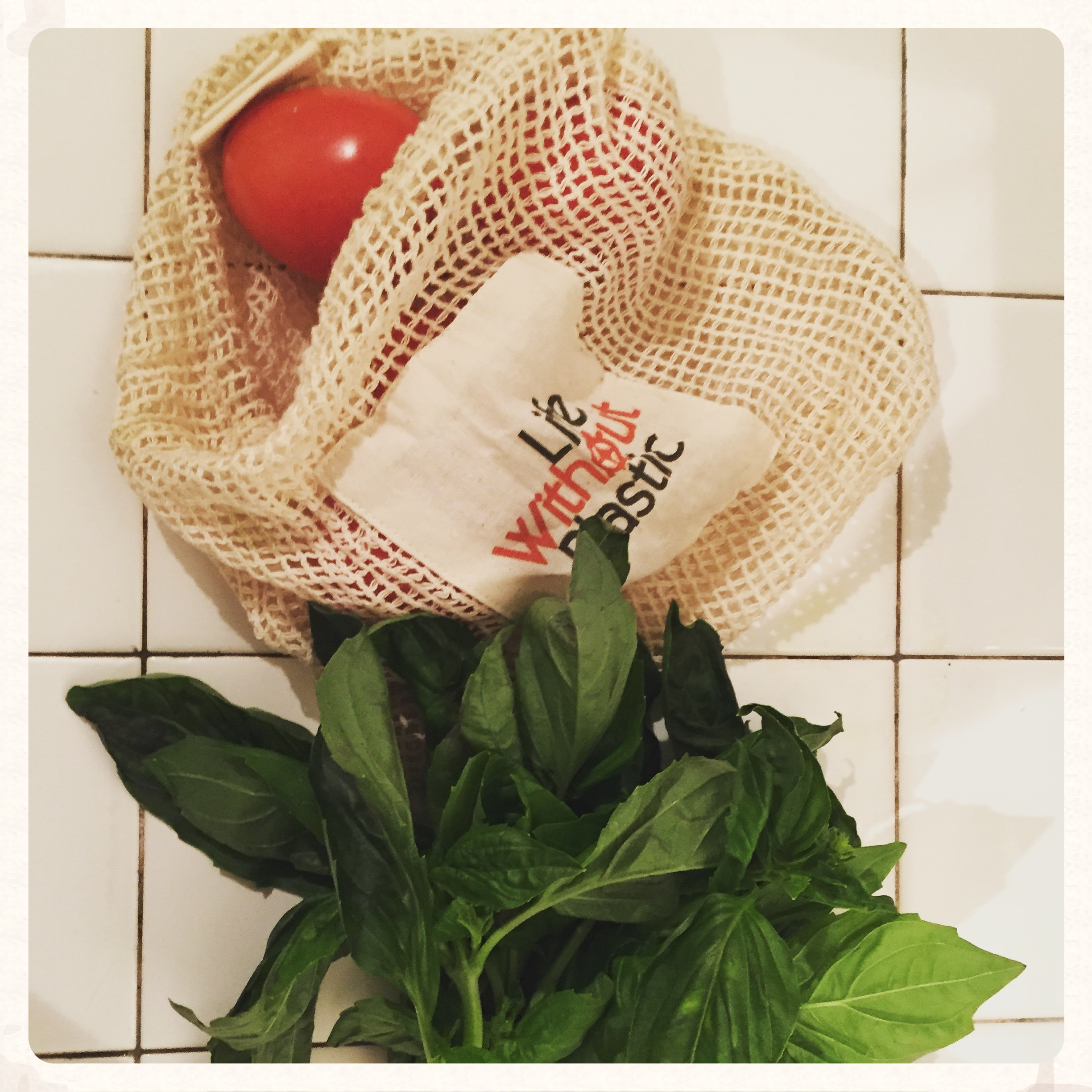 Mesh reusable cloth bag.