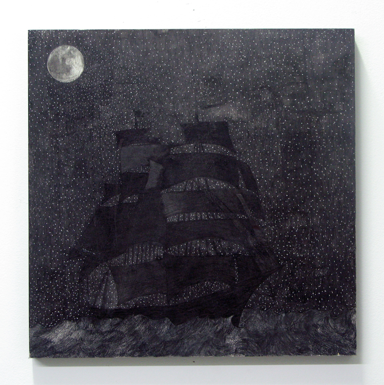sailin' hardships ink on panel 12 inches x 12 inches 2008