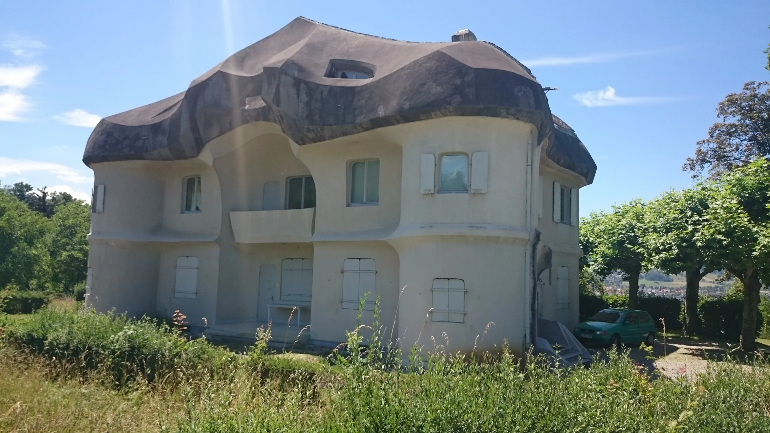 Nearby pig building- looks like a pig from the top