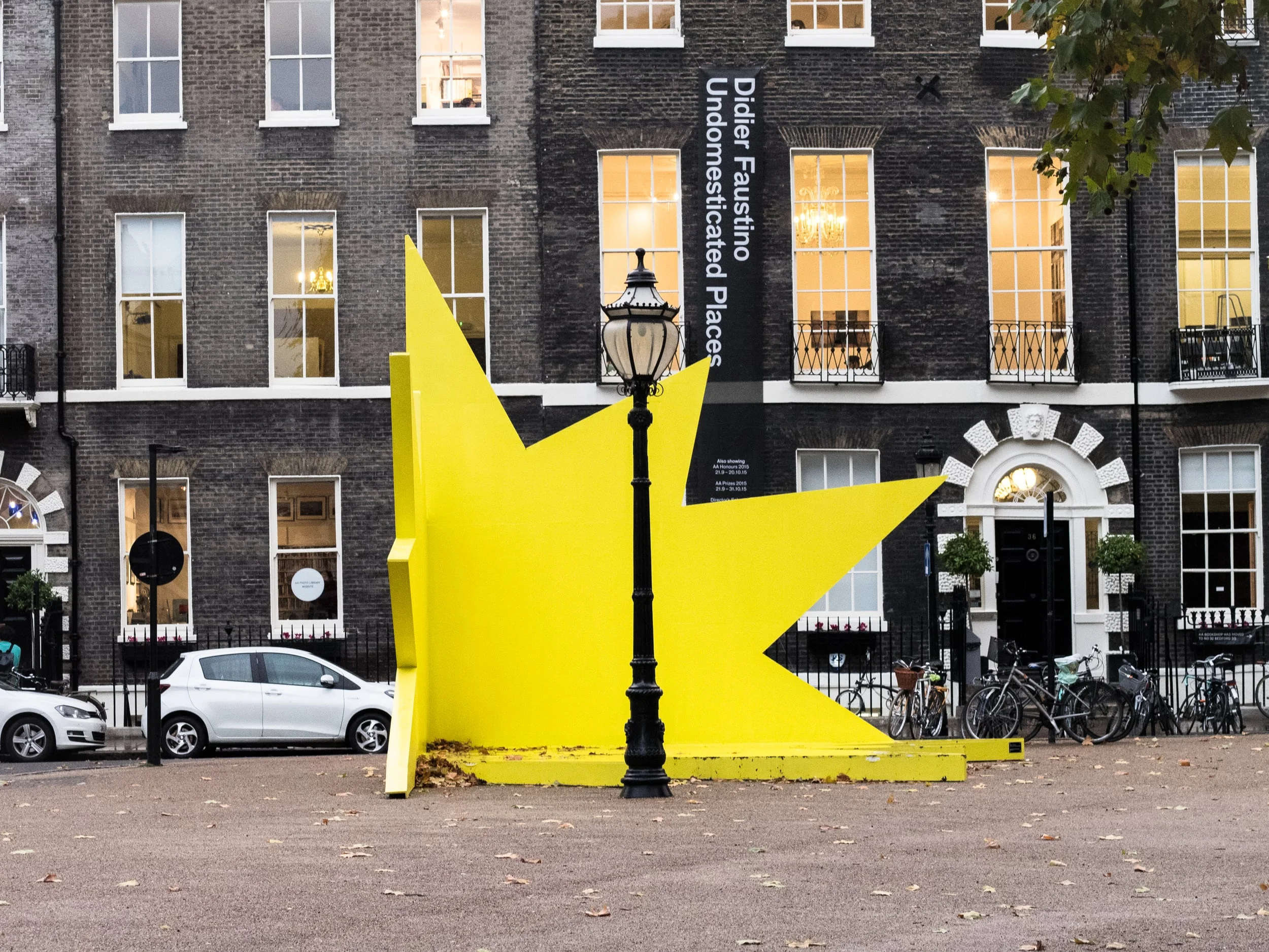 Front door of AA wioth Didier Faustino's temporary sculpture