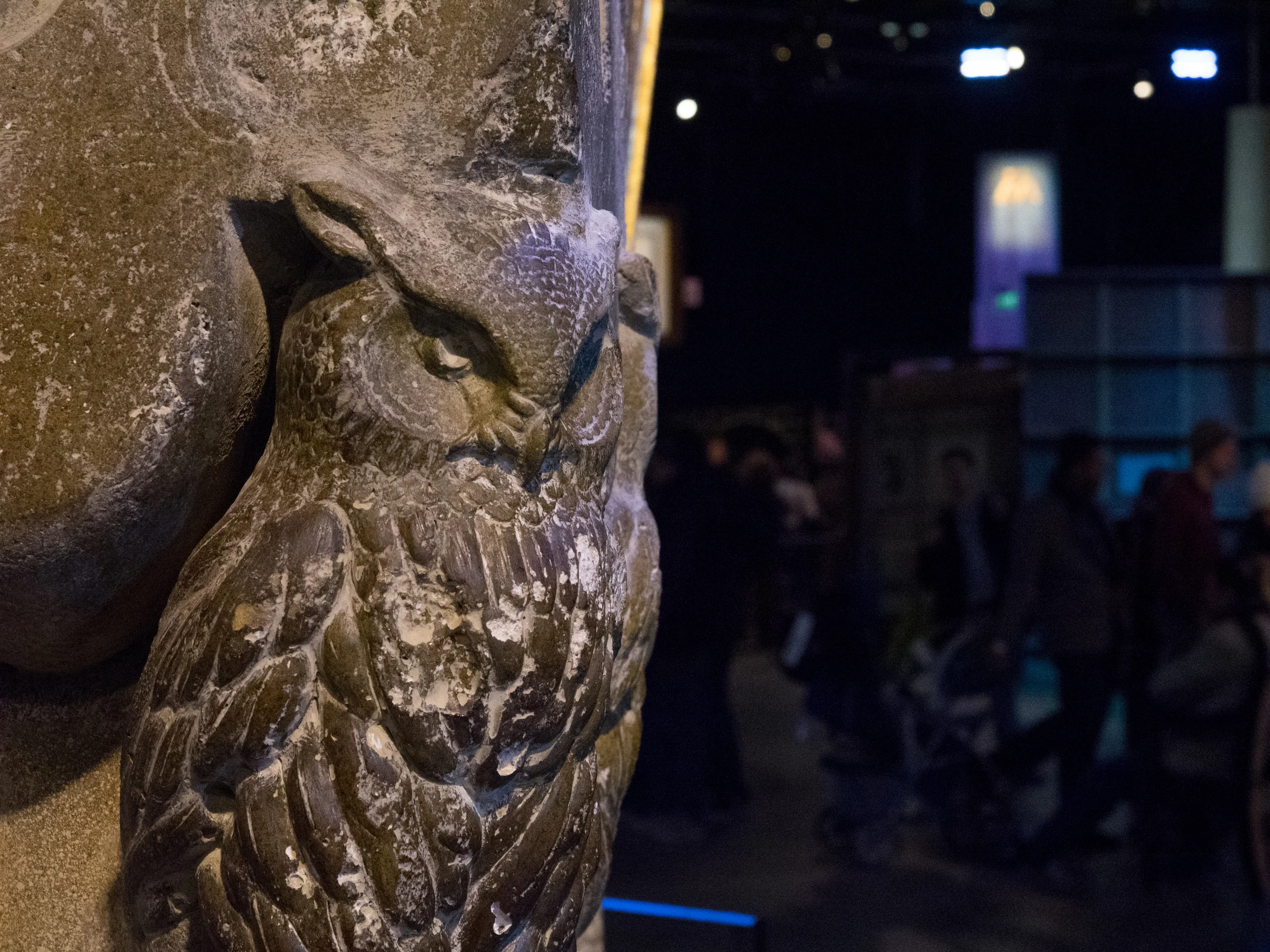 Stone carved owls