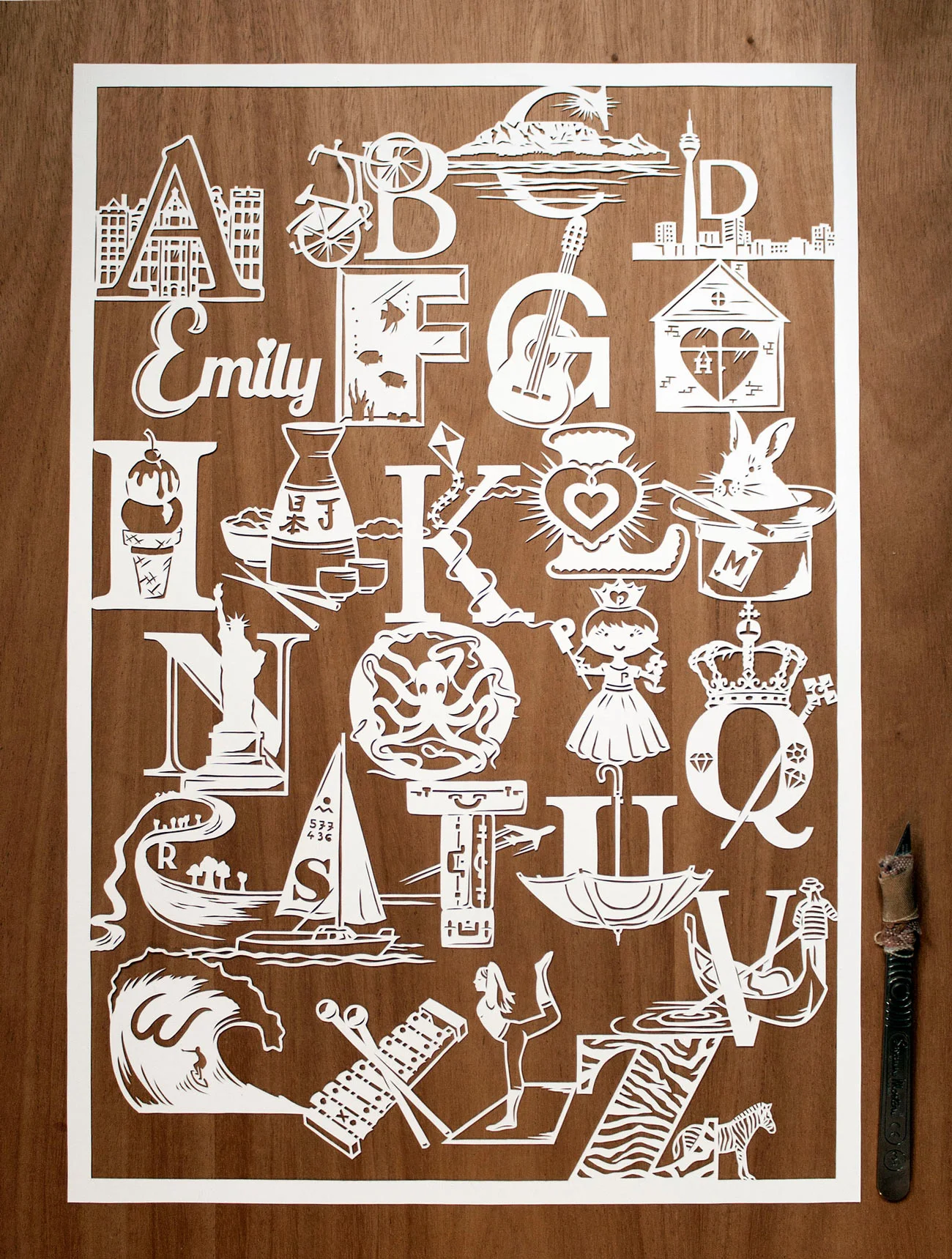 Anniversary alphabet papercut