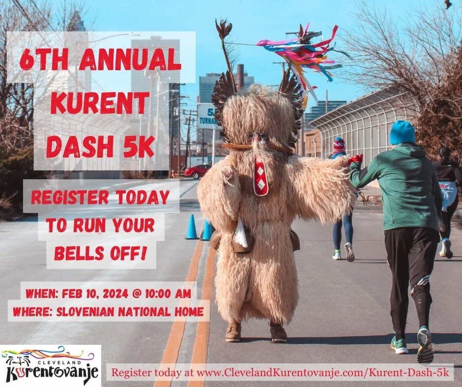 Run your bells off at our Kurent Dash 5k! Registration gets you some awesome race swag, a finisher's medal, and a free beverage (pivo, slivo, coffee, etc) at the post race party! All runners and walkers are welcome! Register today by clicking the lin