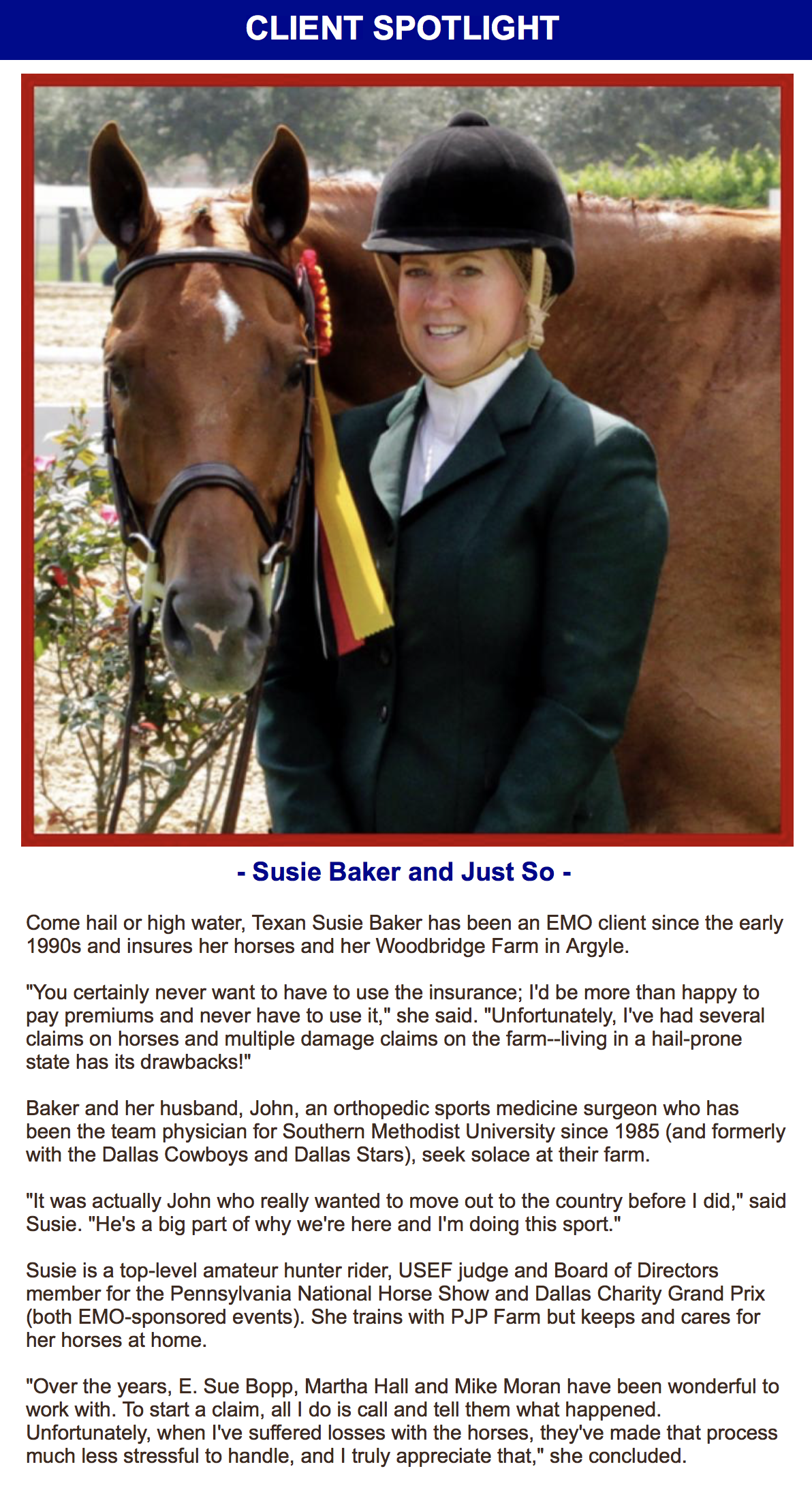 EMO Client Spotlight — The EMO Agency Inc. Equine