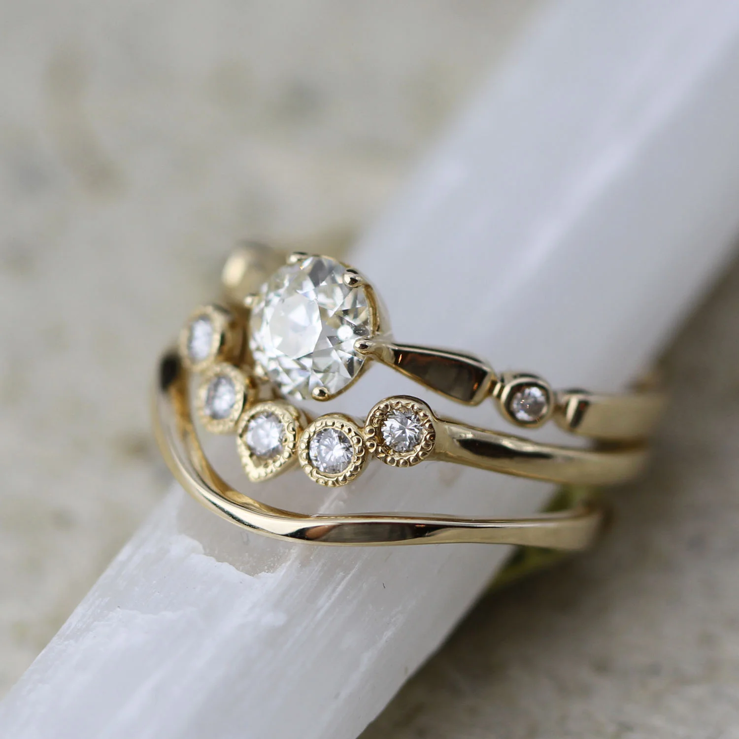 Juliette Ring with Curved Diamond Band and Curved Wedding Band.jpg