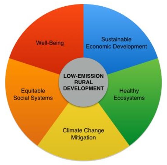Five principal pillars define progress toward low-emission rural development.