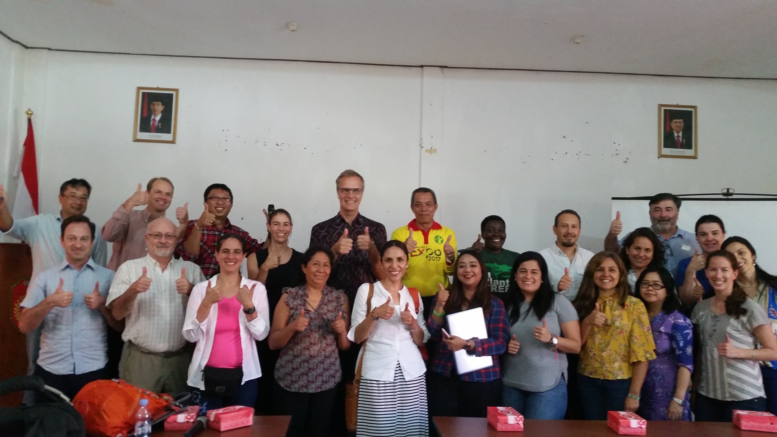 STA members pose with Central Kalimantan district officials from the Office of Plantations after a Q&A session.
