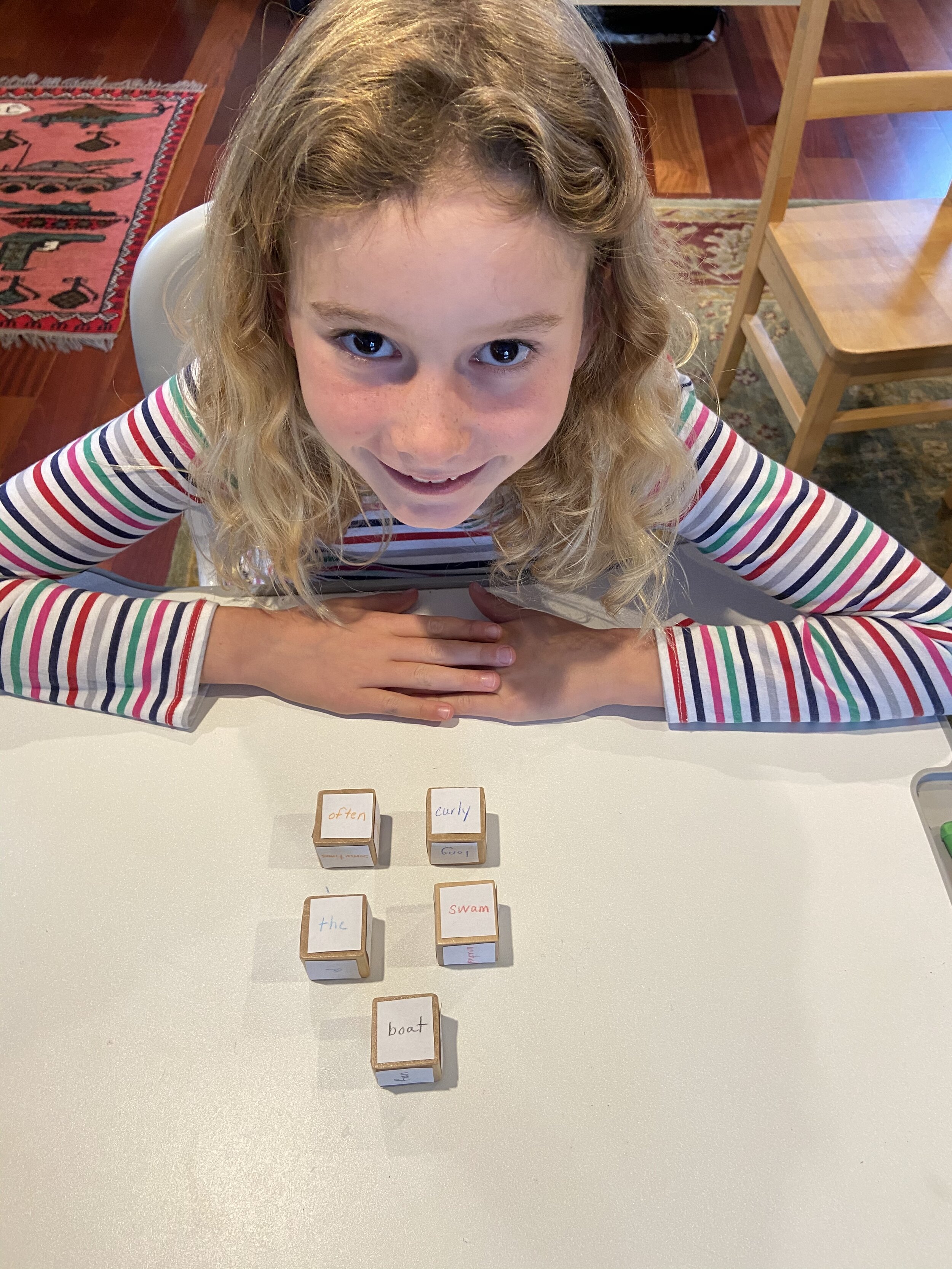 Homemade Montessori grammar work.