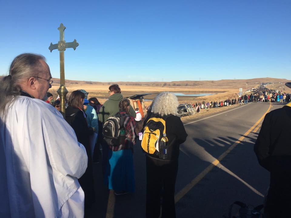 Creating a sacred circle near the pipeline.  We sang, prayed and advocated for healing of people and land.