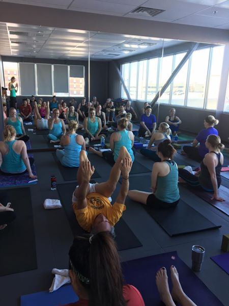 Celebrating my biggest yoga class yet at Mojo Fit Studios this Saturday! 