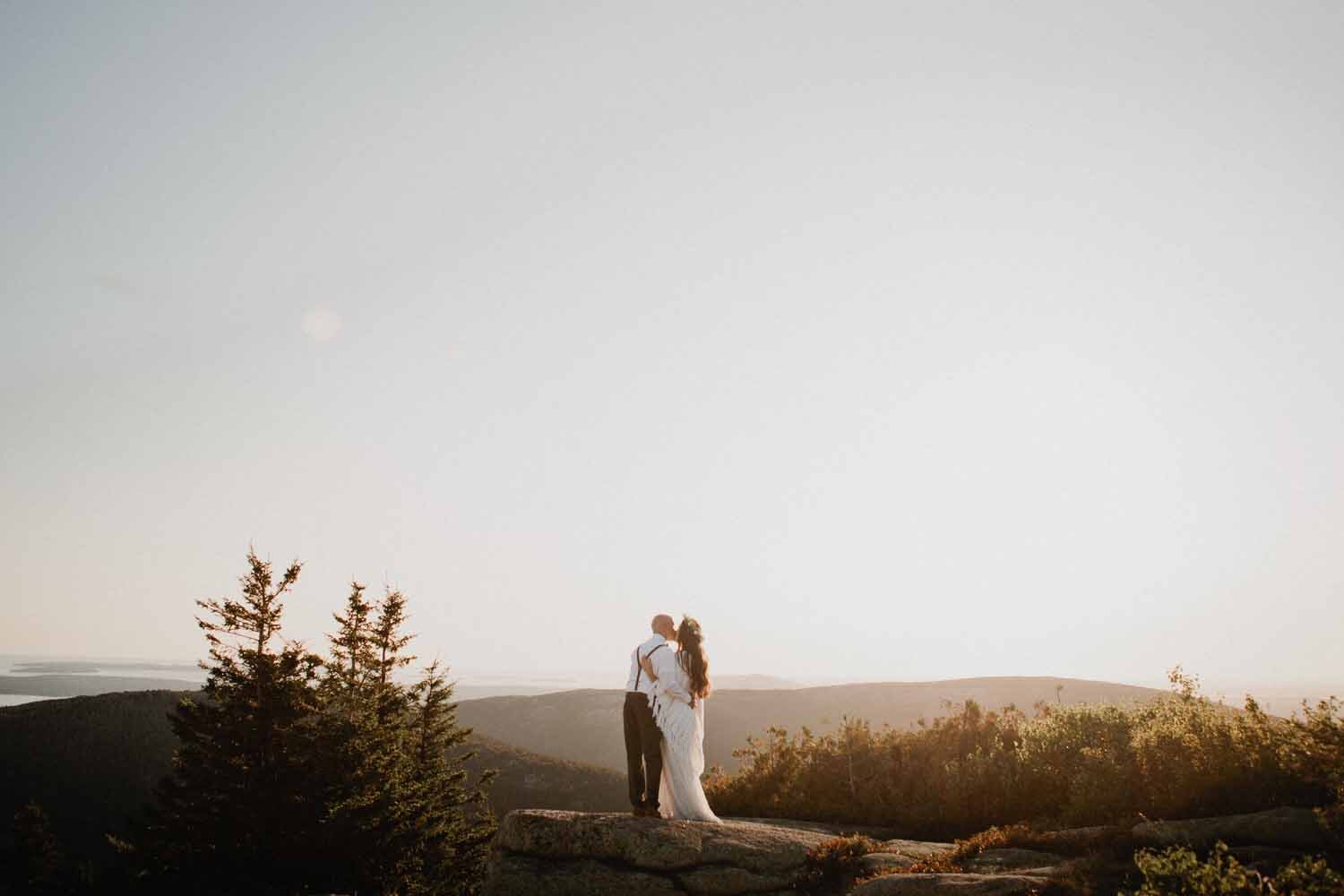 Sunset wedding in Acadia on Cadillac Mountain