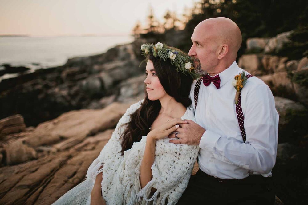 Sunset elopement in Acadia