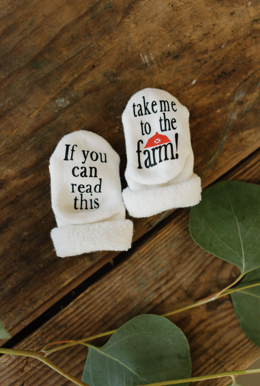 "Take Me Back to The Farm" Baby Socks