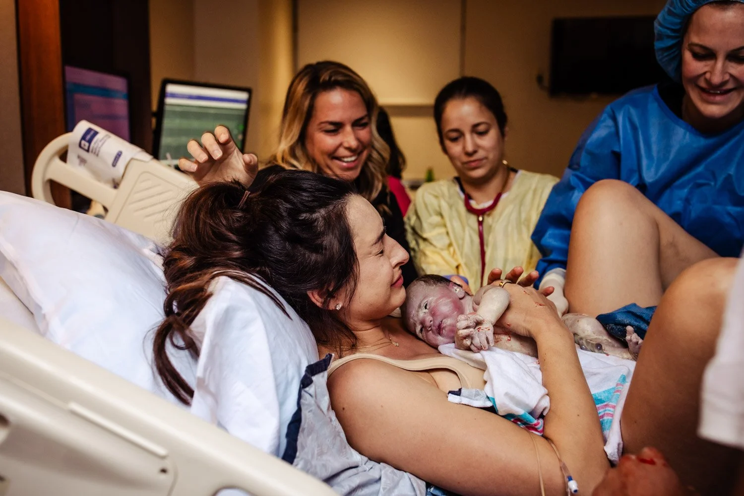birth of baby girl just delivered by midwife courtney mcmillian at boca regional hospital