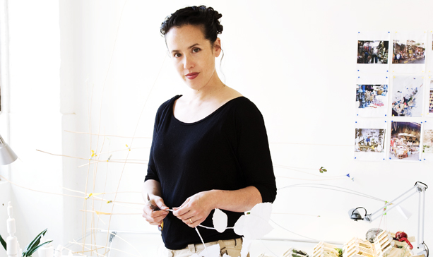 Sarah Sze is an American contemporary artist who lives and works in New York City. The artist employs a constellation of everyday materials in her work, ranging from found objects and photographs to handmade sculptures and living plants, creating encyclopedic and accumulative landscapes that penetrate walls and stretch across museums.
