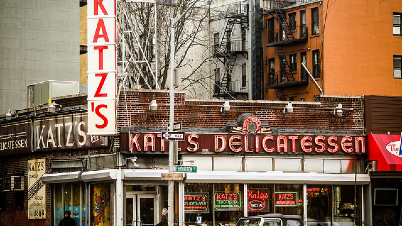 Katz's Deli at 205 East Houston Street (corner of Ludlow St) in the Lower East Side of Manhattan