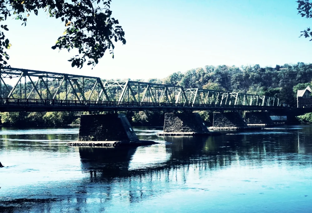 The Frenchtown Bridge spanning across the Delaware River.