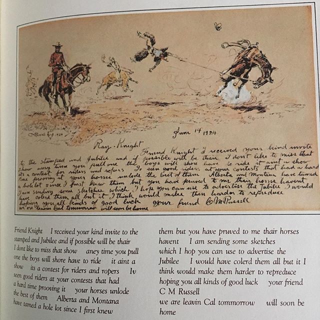 A letter and sketch from Charlie Russell to Ray Knight, a southern Alberta rancher. Dated June 14th, 1924.