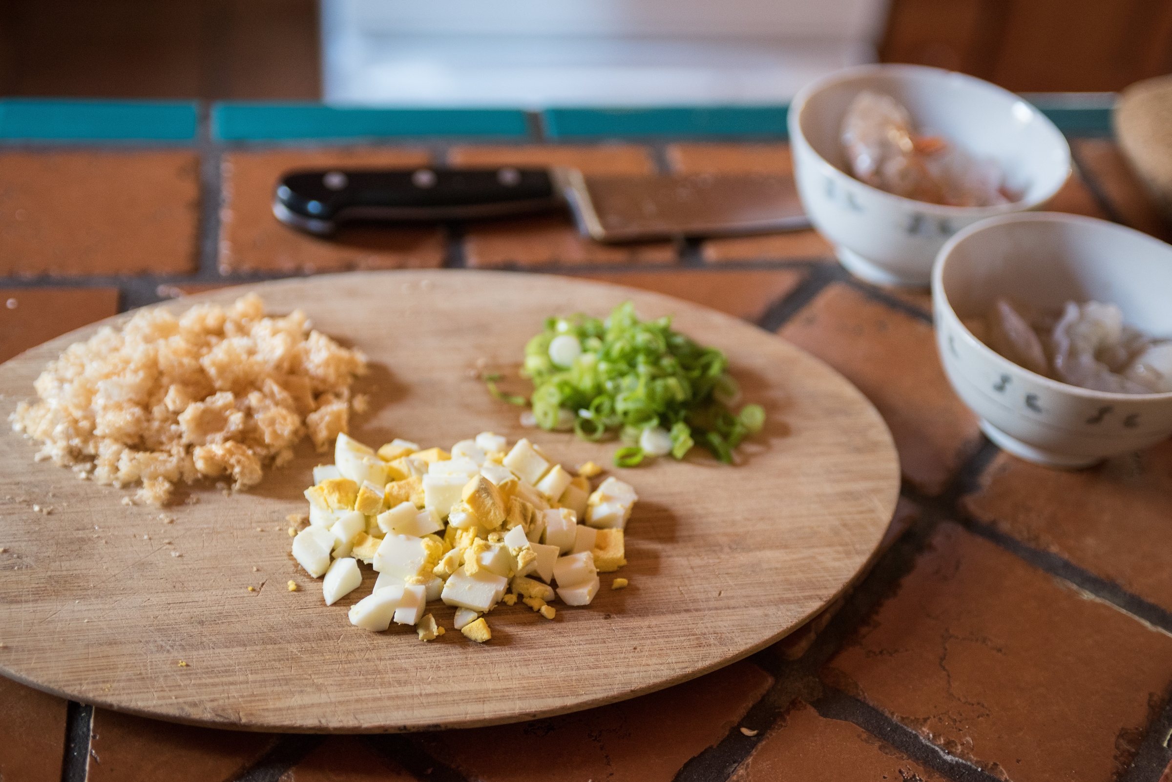 Noodles in Palabok Sauce Garnishes