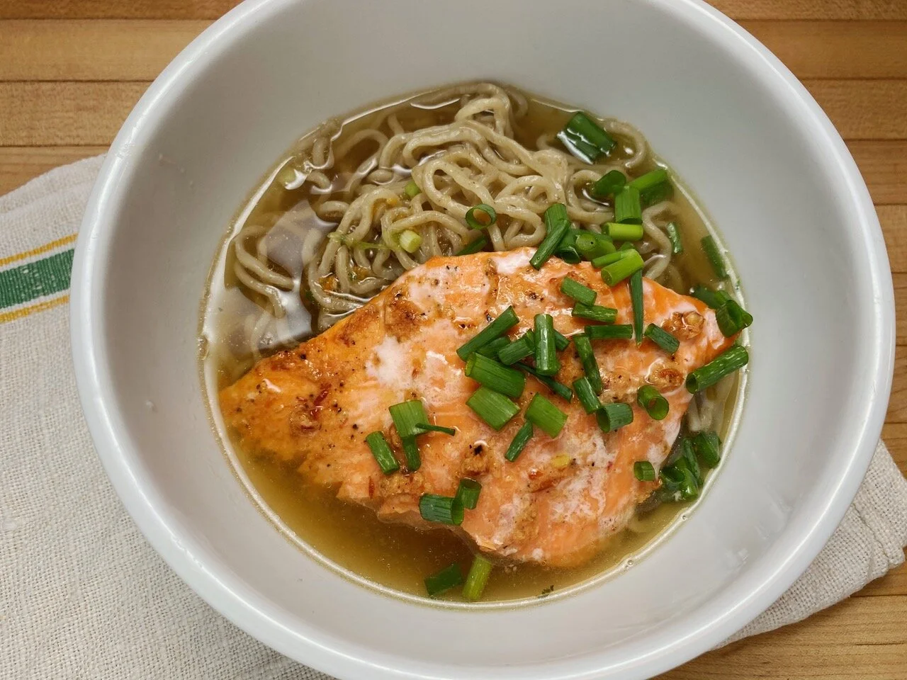 Katherine's Simple Ramen with Baked Salmon and Ginger
