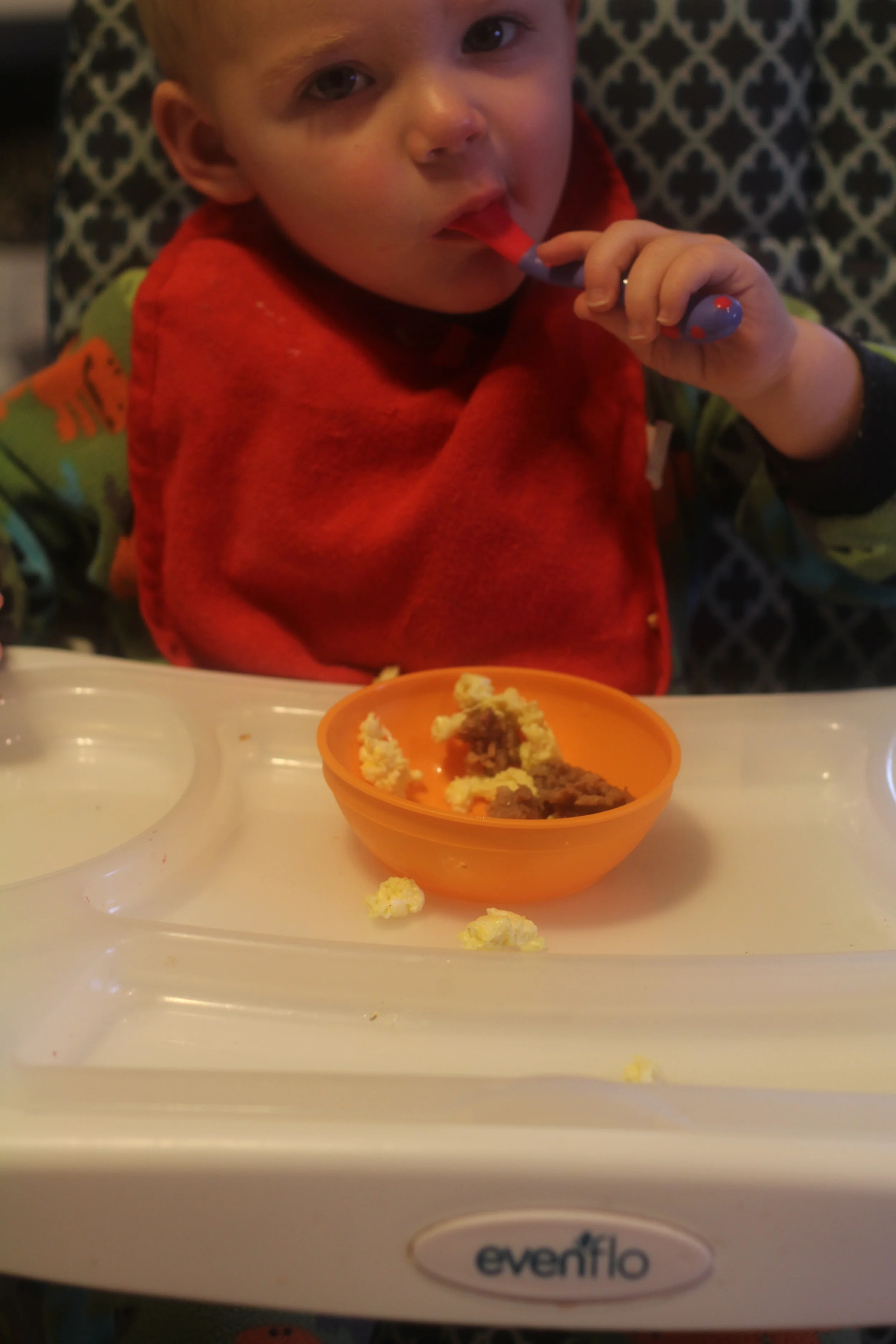 Little buddy eating bfast with me!