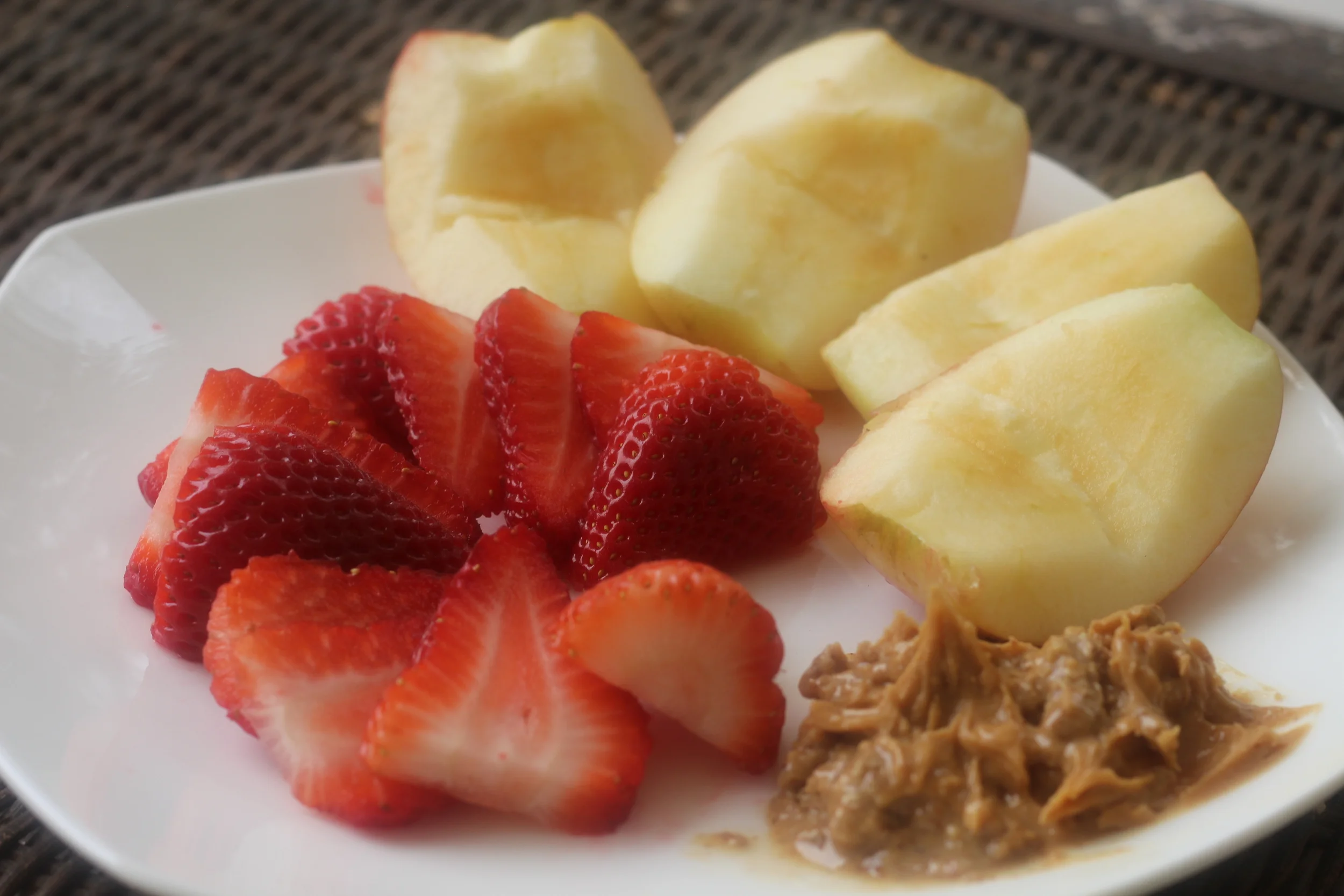Dessert: Strawberries and Gala Apple with Almond Butter