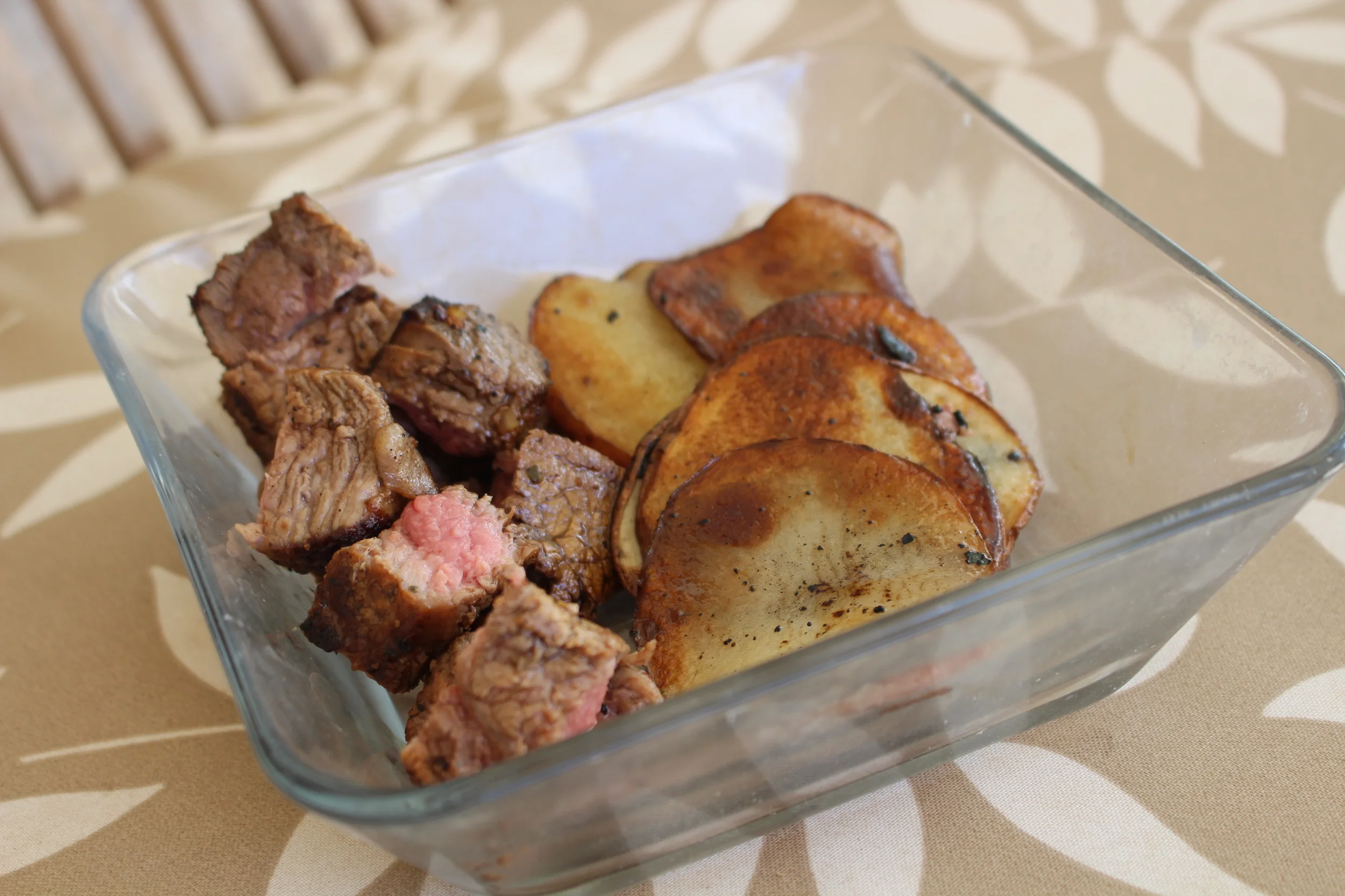 Bfast: Sirloin steak and Red poatoes