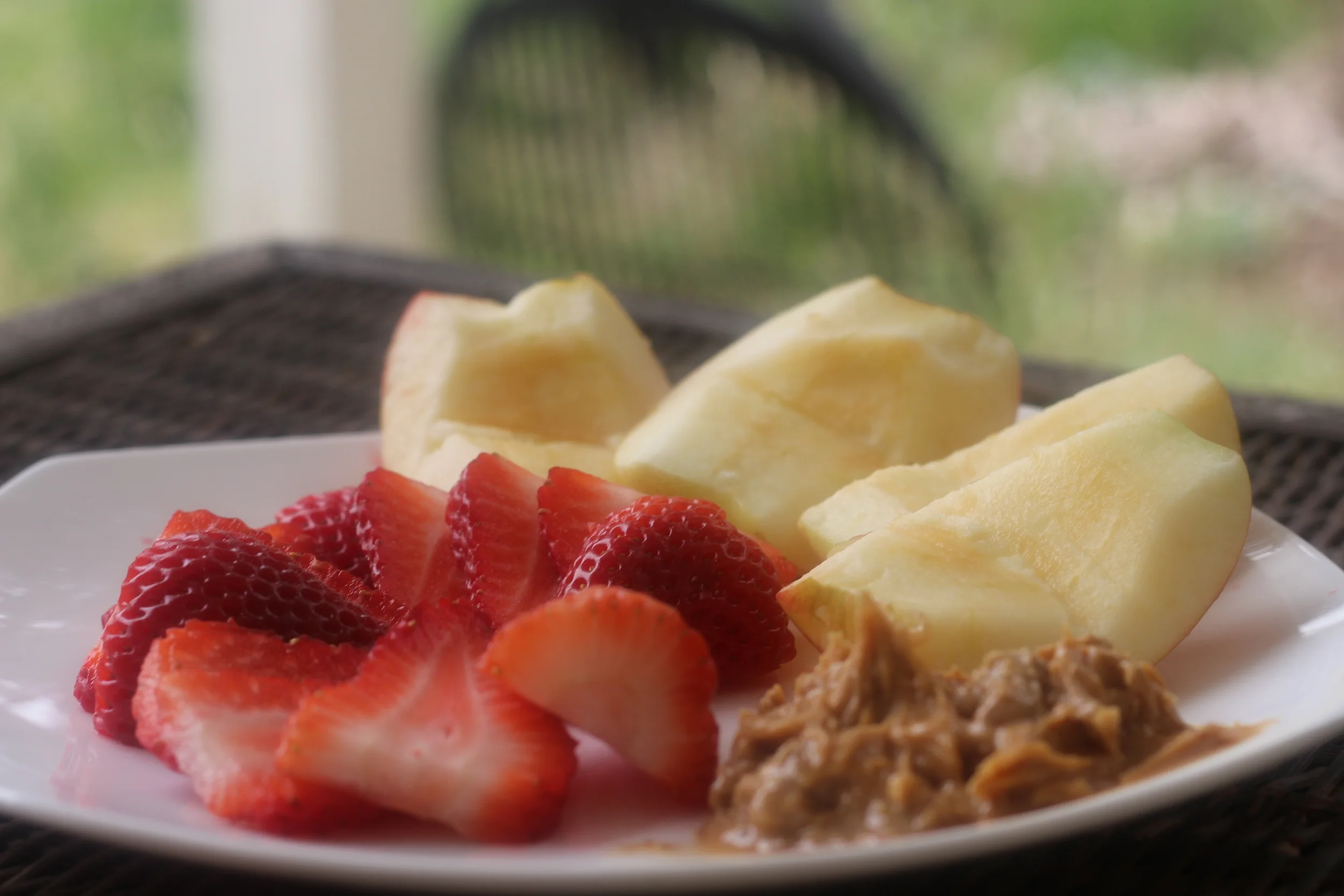 Snack: Strawberries and apples with Cashew Butter! (If I need a snack during the day which I do a lot! I try to stick to simple things like fruits or nuts but try not to have too many!- it's SO hard!)