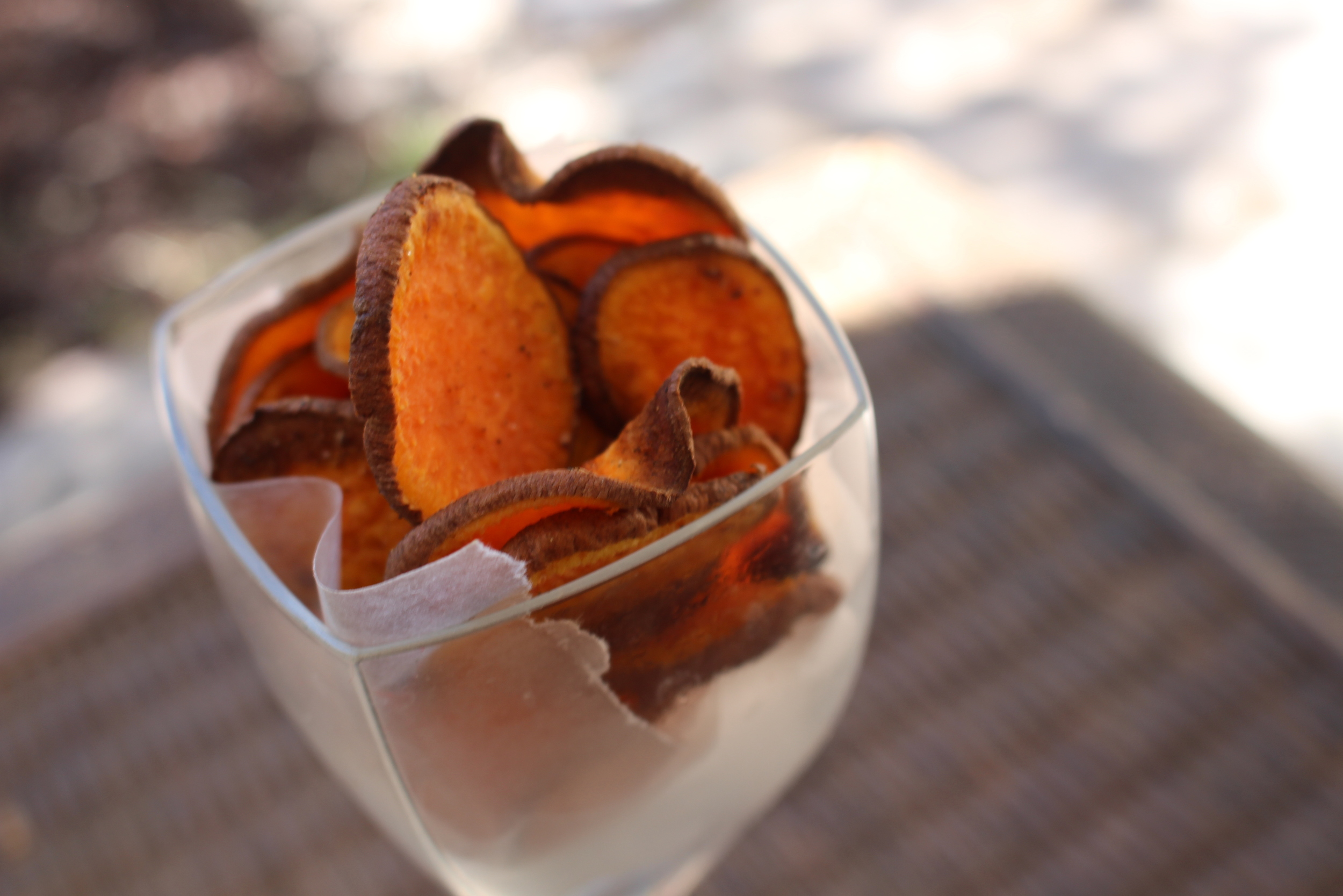 I'm obsessed with sweet potato chips right now! They are the perfect go to snack on this diet! ALL I do is Literally slice my sweet potato thinly Set the Oven to 400 Degrees A little Salt and Pepper and a Little olive oil and 10 minutes on each side or until crispy! ENJOY! B&B