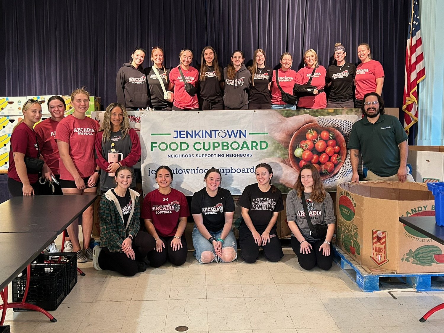 A group of volunteers gathered with Jenkintown Food Cupboard after helping with food
