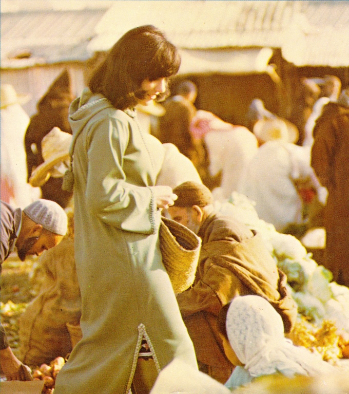  1973, Morocco: Paula shops at a market outside Tangier. 