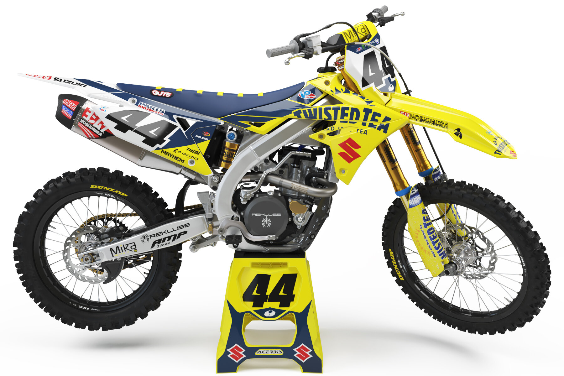 RM65 Swingarm Airbox Number Plate Decals Stickers RM 65 2 STROKE YELLOW 