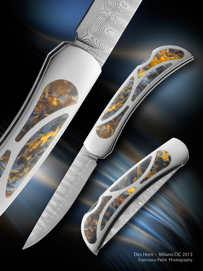 Backlock with pietersite inlay