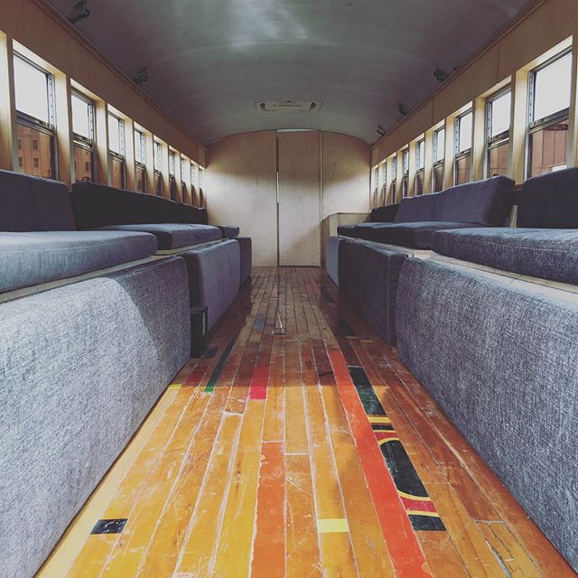 These seats fold into beds and have storage beneath them. They are also removable so you can make room for a dance party. 🎉💃🎉 #FlyBusFly