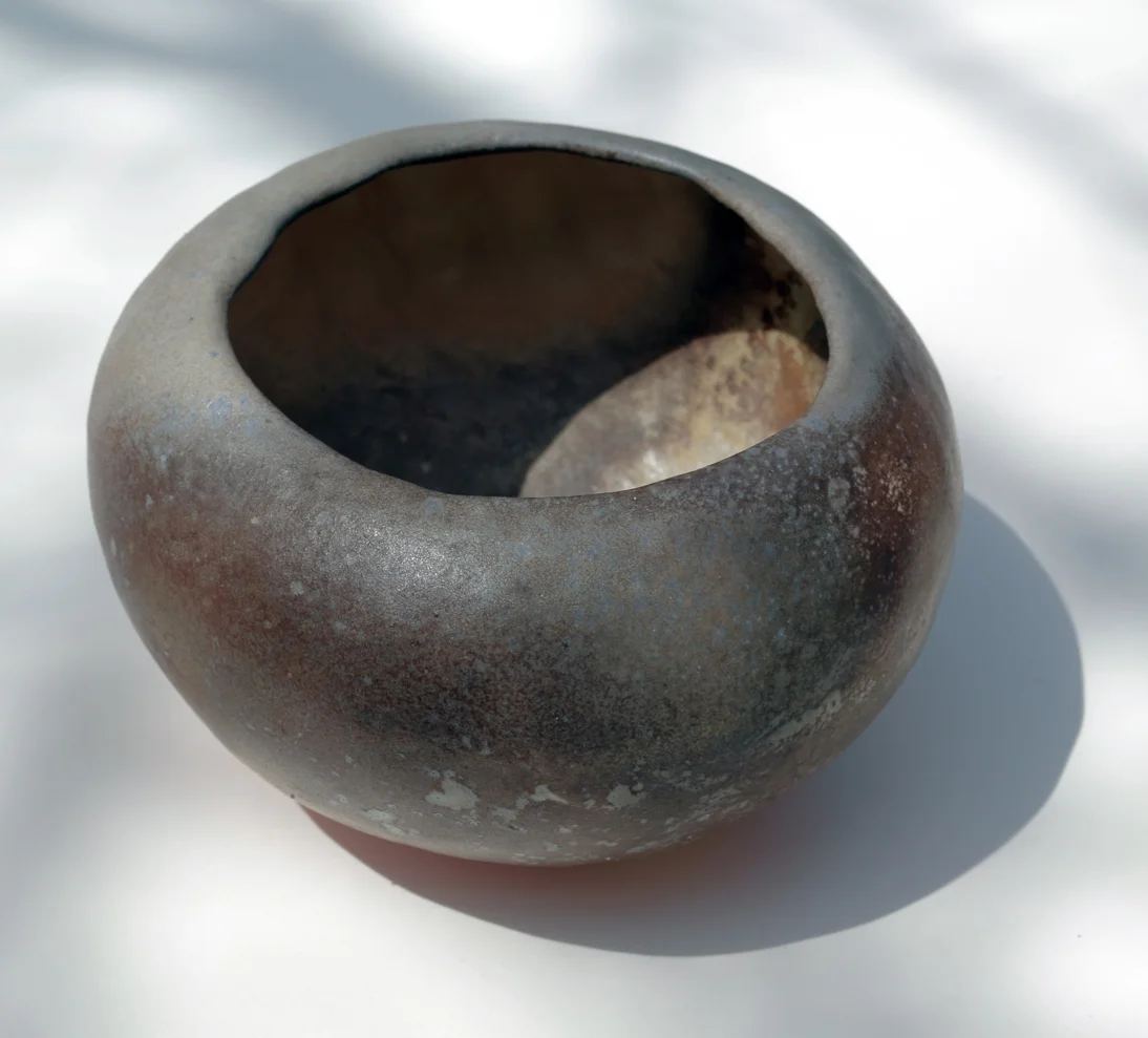 Alyce Barr Closed Stoneware Bowl, Woodfired, .jpg