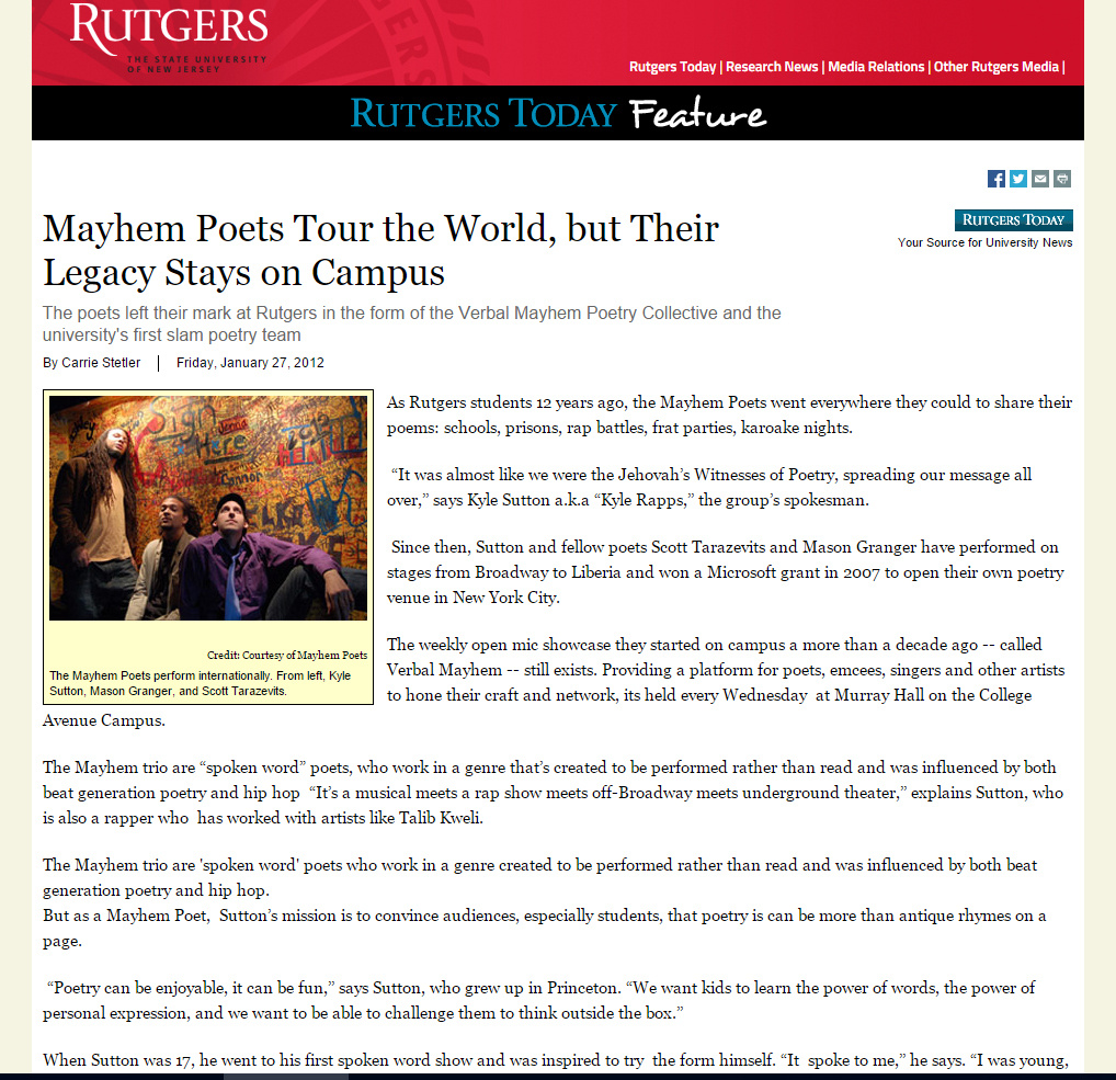Mayhem Poets Rock Rutgers
