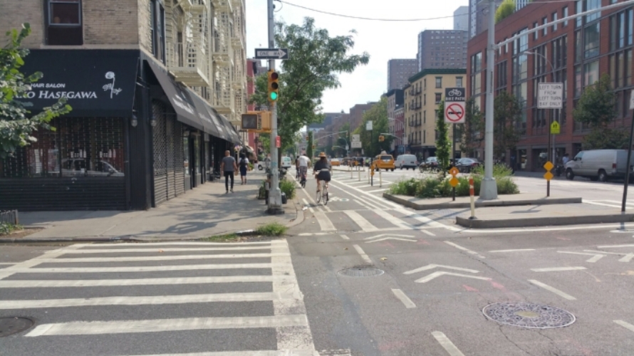 Separated bike lane in New York City, Photo credit: Justine Burt