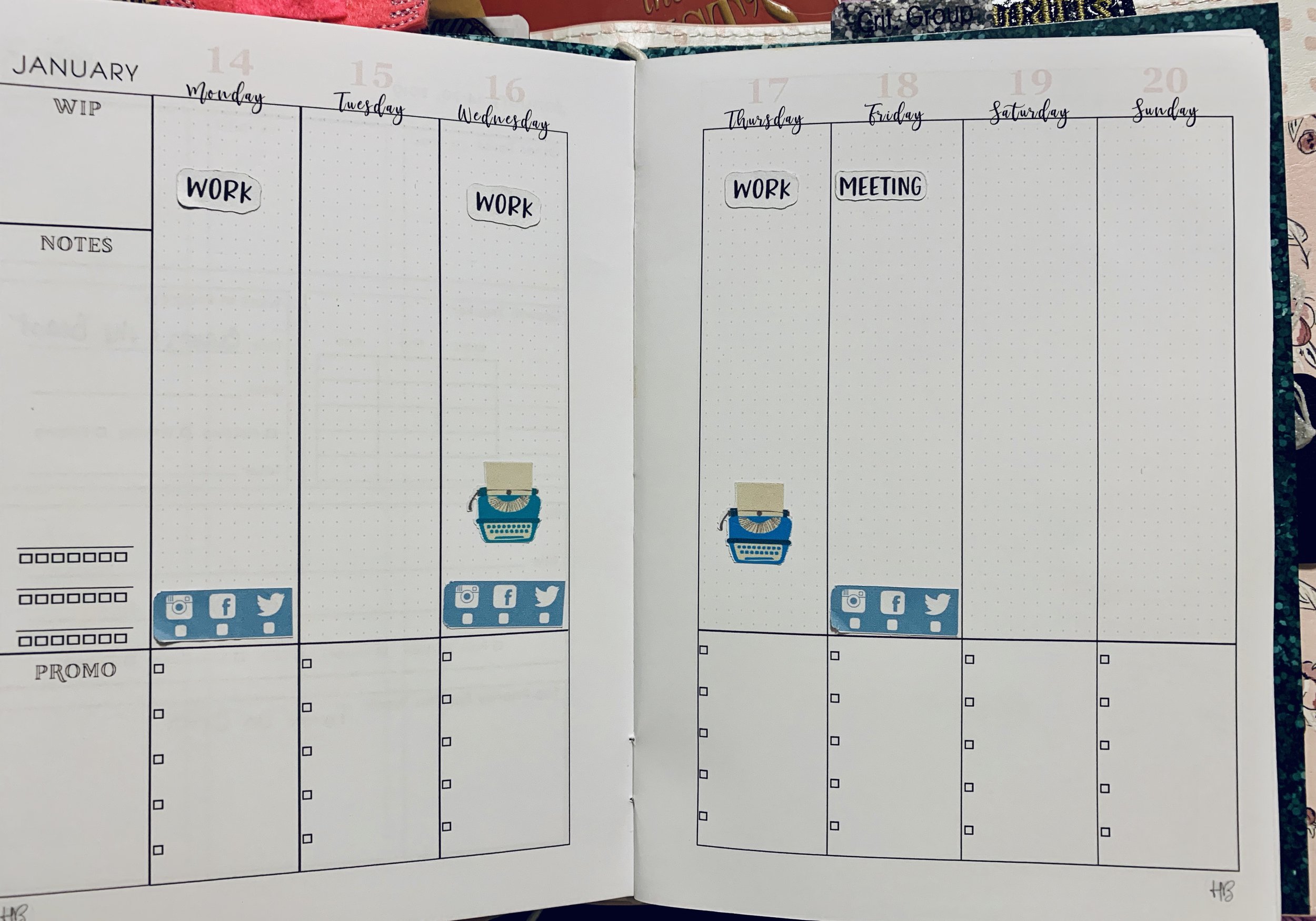 Once of the weekly pages in the HB90 Writer’s Planner.