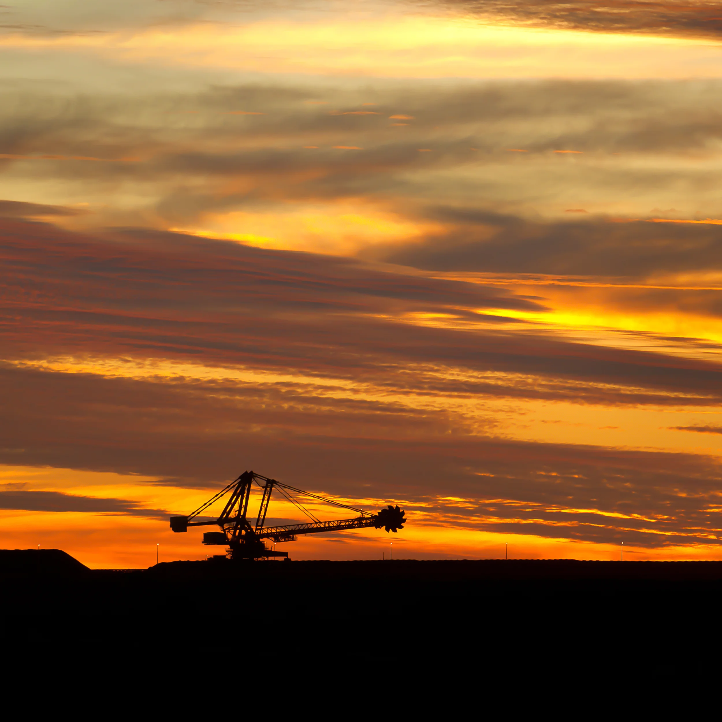  sunset over iron ore reclaimer, port hedland 