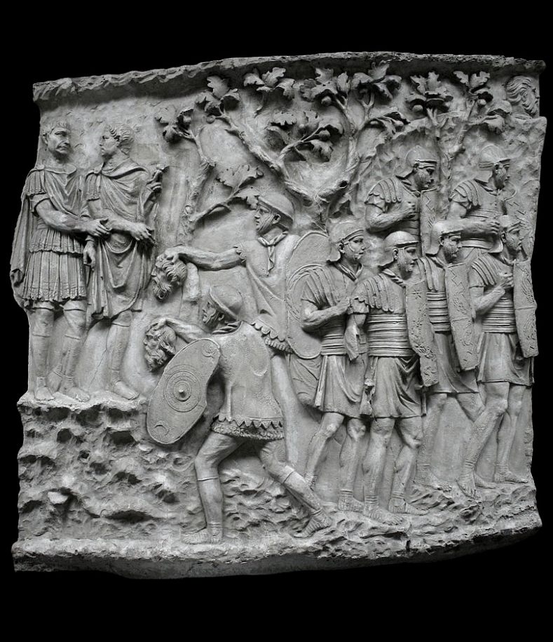 Auxilliaries presenting heads to the emperor. Picture: By Cassius Ahenobarbus - Own work, CC BY-SA 3.0, https://commons.wikimedia.org/w/index.php?curid=25616733