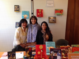 Selling Goosebottom Books and taking pre-orders for The Lost Celt with publisher Shirin Yim Bridges and author Natasha Yim Carter.