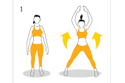 Star Jumps. Self explanatory. We have been doing these since we were kids. Just ensure your hands meet overhead. This is a warm-up exercise more than anything, and we need to get those shoulders loose.