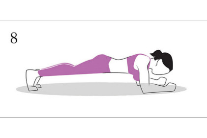 Plank. If you're brand new to this, then i'd suggest starting the plank on your knees and progressing to full plank. Focus on drawing in your abs toward your spine throughout the hold, and control your breathing. Slow, deep breaths.