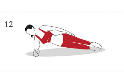 Side Plank 30sec x 2. Here is the finisher. Lay on your side, and tuck your arm down into your ribs. This way, when you drive your body upwards using the weight of your arm, you'll create a natural 90degree angle and will take a load of pressure of your shoulder.