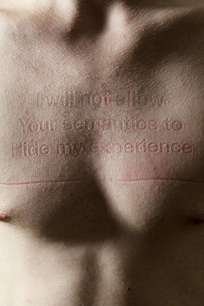 "7 minutes, 110 lbs." Woodblock, Artist's Body Dimensions Variable 2015