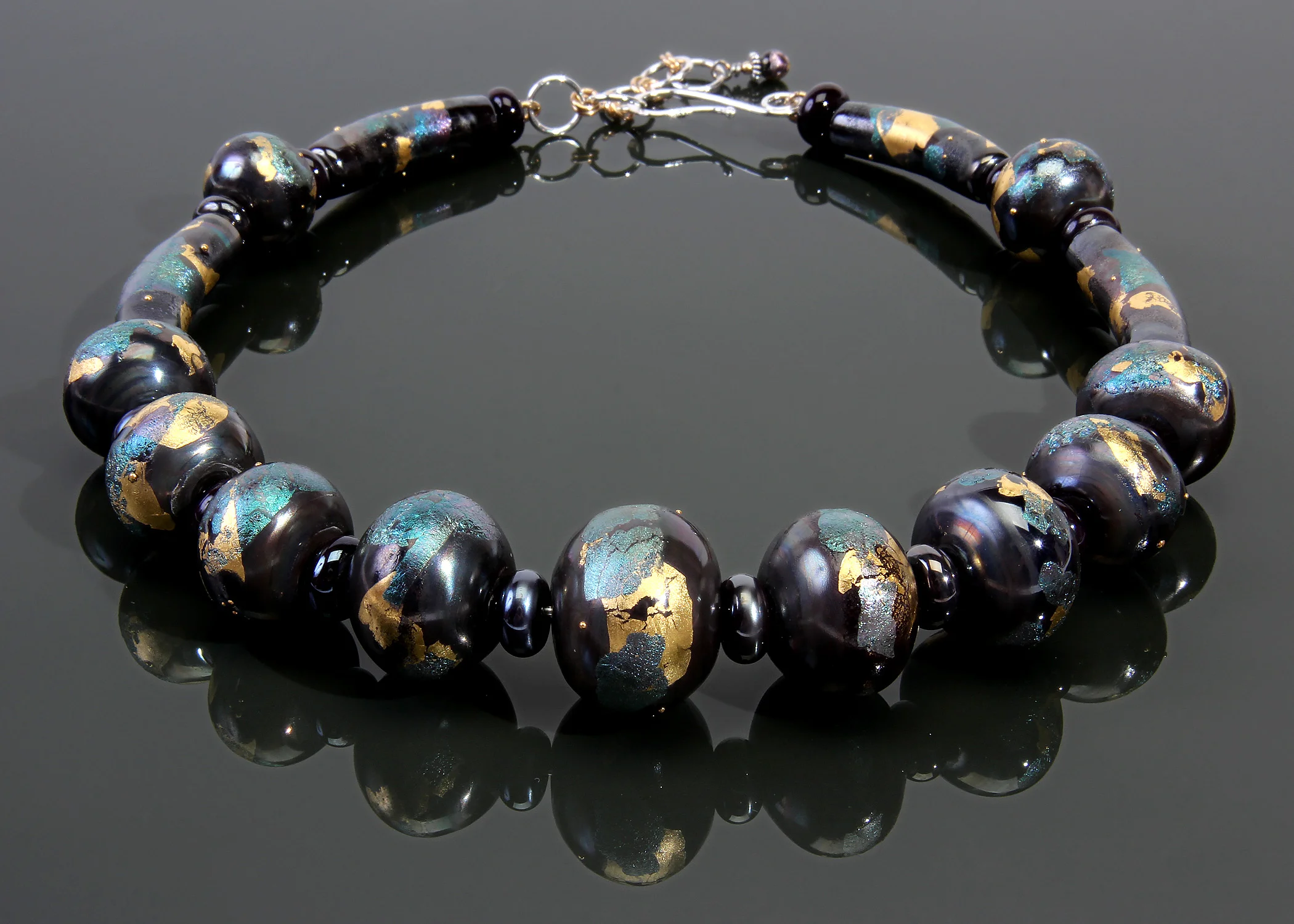 Black & Gold Foil Hollows Necklace