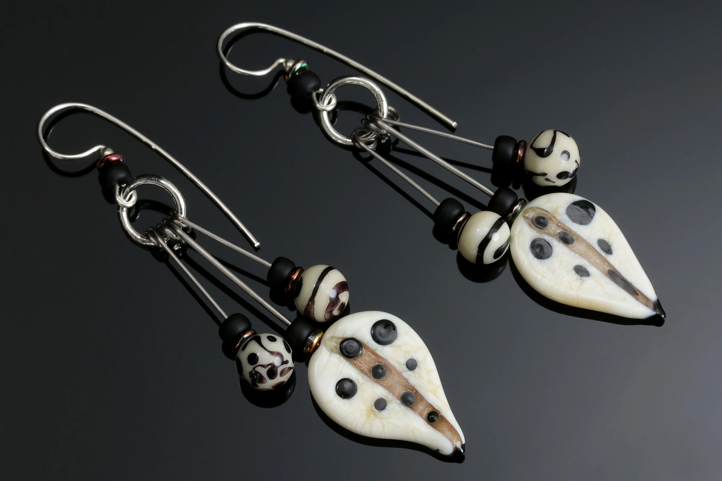 Ivory/Black Shield Tribal Earrings